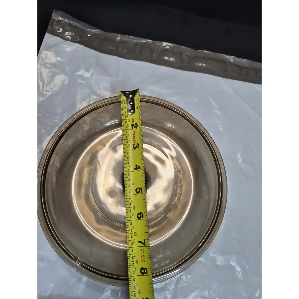 Pyrex Brown Amber Glass Lids Lot Of 4 See Photos For Measurements And Numbers